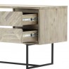 Armen Living Peridot 2 Drawer Desk in Natural Acacia Wood Open Drawer