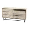Armen Living Peridot 6 Drawer Dresser in Natural Acacia Wood - Front Angle Top View
