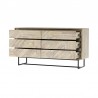 Armen Living Peridot 6 Drawer Dresser in Natural Acacia Wood - Front Angle Open View