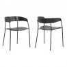 Armen Living Perry Wood And Metal Modern Dining Room Chairs Set of 2 In Black Powder Coated  01