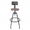 Armen Living Perlo Industrial Adjustable Barstool In Industrial Gray And Pine Wood  001