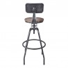 Armen Living Perlo Industrial Adjustable Barstool In Industrial Gray And Pine Wood  004