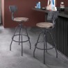 Armen Living Perlo Industrial Adjustable Barstool In Industrial Gray And Pine Wood 