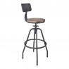Armen Living Perlo Industrial Adjustable Barstool In Industrial Gray And Pine Wood  002