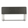 Armen Living Prague Contemporary Buffet in Brushed Stainless Steel Finish and Gray Wood Front