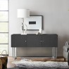 Armen Living Prague Contemporary Buffet in Brushed Stainless Steel Finish and Gray Wood