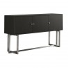 Armen Living Prague Contemporary Buffet in Brushed Stainless Steel Finish and Gray Wood - Angled