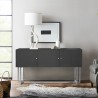 Armen Living Prague Contemporary Buffet in Brushed Stainless Steel Finish and Gray Wood - Lifestyle