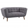 Armen Living Phantom Mid-Century Modern Loveseat in Dark Gray Linen and Walnut Legs - Angled