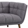 Armen Living Phantom Mid-Century Modern Loveseat in Dark Gray Linen and Walnut Legs - Seat Arm Close-Up