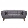 Armen Living Phantom Mid-Century Modern Sofa in Dark Gray Linen and Walnut Legs Front