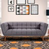 Armen Living Phantom Mid-Century Modern Sofa in Dark Gray Linen and Walnut Legs