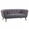 Armen Living Phantom Mid-Century Modern Sofa in Dark Gray Linen and Walnut Legs Side