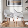 Armen Living Phoebe Mid-Century Dining Chair In Walnut Finish And Fabric - Gray- Lifestyle