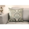 Gisela Contemporary Decorative Feather and Down Throw Pillow In Jade Jacquard Fabric - Lifestyle