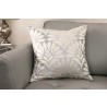 Gisela Contemporary Decorative Feather and Down Throw Pillow In Silver Jacquard Fabric