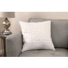 Laguna Contemporary Decorative Feather and Down Throw Pillow In White Applique Embroidery Fabric - Lifestyle