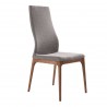 Parker Mid-Century Dining Chair in Walnut Finish and Gray Fabric - Angled