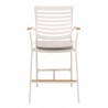 Armen Living Portals Outdoor Patio Aluminum Barstool In Light Matte Sand With Natural Teak Wood Accent In Beige 02