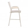 Armen Living Portals Outdoor Patio Aluminum Barstool In Light Matte Sand With Natural Teak Wood Accent In Beige 01