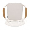 Armen Living Portals Outdoor Patio Aluminum Barstool In Light Matte Sand With Natural Teak Wood Accent In Beige 04