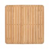Armen Living Portals Outdoor Square Bar Table In Light Matte Sand With Natural Teak Wood Top In Beige 05
