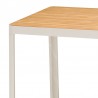 Armen Living Portals Outdoor Square Bar Table In Light Matte Sand With Natural Teak Wood Top In Beige 04
