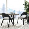 Armen Living Polly Mid-Century Gray Upholstered Dining Chairs In Black Finish - Set of 2