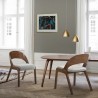 Armen Living Polly Mid-Century Upholstered Dining Chairs In Walnut Finish - Set of 2