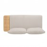 Armen Living Portals Outdoor Sofa in Light Matte Sand Finish with Natural Teak Wood and Beige Cushions- Top VIew