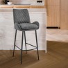 Armen Living Panama Counter Height / Bar Height Bar Stool In Charcoal Fabric And Black Finish