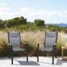 Armen Living Panama Outdoor Black Aluminum Stacking Dining Chair In Dark Grey - Set of 2
