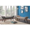 Armen Living Porter Ottoman Bench In Charcoal And Taupe Fabric with Nailhead Trim and Espresso Wood Legs
