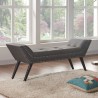 Armen Living Porter Ottoman Bench In Charcoal And Taupe Fabric with Nailhead Trim and Espresso Wood Legs 01