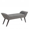 Armen Living Porter Ottoman Bench In Charcoal And Taupe Fabric with Nailhead Trim and Espresso Wood Legs 02