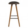 Armen Living Piper 26" Counter Height Backless Bar Stool in Brown Faux Leather and Walnut Wood 