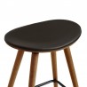 Armen Living Piper 26" Counter Height Backless Bar Stool in Brown Faux Leather and Walnut Wood  Half