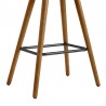 Armen Living Piper 26" Counter Height Backless Bar Stool in Brown Faux Leather and Walnut Wood  Legs