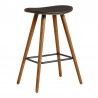 Armen Living Piper 26" Counter Height Backless Bar Stool in Brown Faux Leather and Walnut Wood 