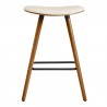 Armen Living Piper 26" Counter Height Backless Bar Stool in Cream Faux Leather and Walnut Wood  