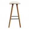 Armen Living Piper 26" Counter Height Backless Bar Stool in Cream Faux Leather and Walnut Wood 