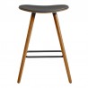Armen Living Piper 26" Counter Height Backless Bar Stool in Gray Faux Leather and Walnut Wood Front