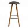 Armen Living Piper 26" Counter Height Backless Bar Stool in Gray Faux Leather and Walnut Wood Side
