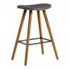 Armen Living Piper 26" Counter Height Backless Bar Stool in Gray Faux Leather and Walnut Wood 