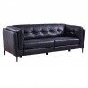 Armen Living Primrose Contemporary Sofa in Dark Metal Finish and Navy Genuine Leather Side