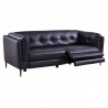 Armen Living Primrose Contemporary Sofa in Dark Metal Finish and Navy Genuine Leather Side Open
