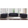 Armen Living Primrose Contemporary Sofa in Dark Metal Finish and Navy Genuine Leather Set