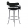 Prinz Counter Height Swivel Black Faux Leather and Brushed Stainless Steel Bar Stool 04