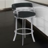 Prinz Counter Height Swivel Black Faux Leather and Brushed Stainless Steel Bar Stool