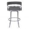 Prinz Counter Height Swivel Grey Faux Leather and Brushed Stainless Steel Bar Stool 03